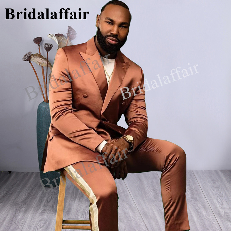 Bridalaffair Τελευταία Πράσινα Σχέδια Peacock Shinny Tuxedo 2022 Slim Fit Παντελόνι για πάρτι Ανδρικό φόρεμα με διπλό στήθος νυφικό