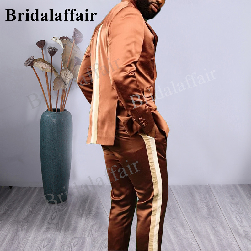 Bridalaffair Τελευταία Πράσινα Σχέδια Peacock Shinny Tuxedo 2022 Slim Fit Παντελόνι για πάρτι Ανδρικό φόρεμα με διπλό στήθος νυφικό