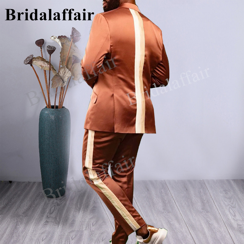 Bridalaffair Τελευταία Πράσινα Σχέδια Peacock Shinny Tuxedo 2022 Slim Fit Παντελόνι για πάρτι Ανδρικό φόρεμα με διπλό στήθος νυφικό