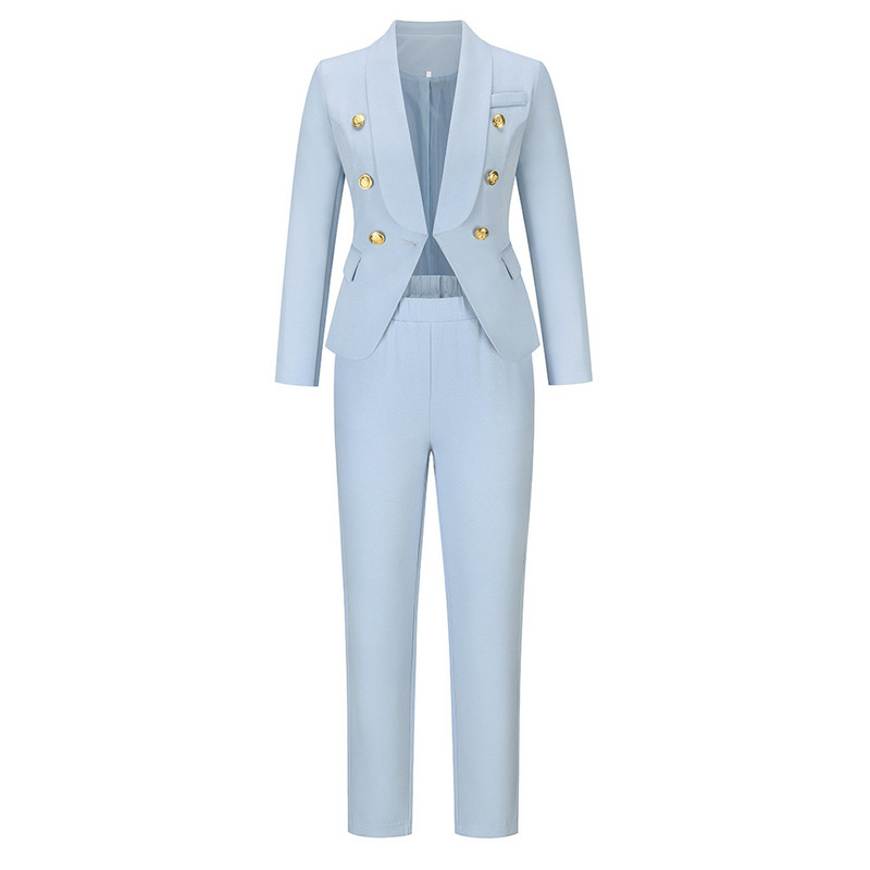 Σετ 2 τεμαχίων Γυναικείο κοστούμι σακάκι και παντελόνι Κομψά μακρυμάνικα γυναικεία κοστούμια φθινόπωρο Four Seasons Commute Outfits Επίσημα ρούχα