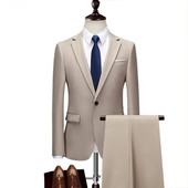 Ανδρικό επίσημο επαγγελματικό κοστούμι 2 τεμαχίων με πέτο σμόκιν Groomsmen με ένα κουμπί 2020 Νέο (Blazer+Pants)