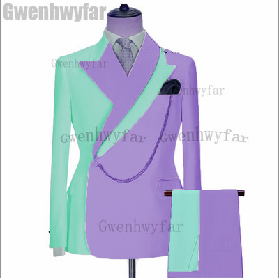 Gwenhwyfar 2022 Trend New Mixed Colocr Ανδρικό κοστούμι γαμπρού Business Casual Fashion New κοστούμι 2 τεμαχίων