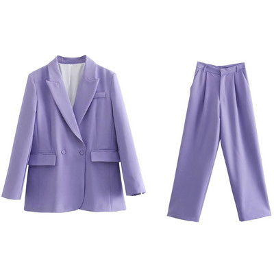 Άνοιξη 2022 νέο γυναικείο κοστούμι ίσιο σωλήνα Blazer + παντελόνι Κοστούμια δύο τεμαχίων/μονό Παντελόνι ροζ πορτοκαλί μωβ μπλε πράσινο L