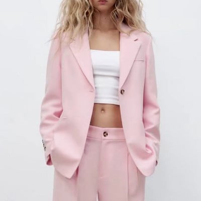 Άνοιξη 2022 νέο γυναικείο κοστούμι ίσιο σωλήνα Blazer + παντελόνι Κοστούμια δύο τεμαχίων/μονό Παντελόνι ροζ πορτοκαλί μωβ μπλε πράσινο L