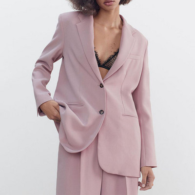 Άνοιξη 2022 νέο γυναικείο κοστούμι ίσιο σωλήνα Blazer + παντελόνι Κοστούμια δύο τεμαχίων/μονό Παντελόνι ροζ πορτοκαλί μωβ μπλε πράσινο L