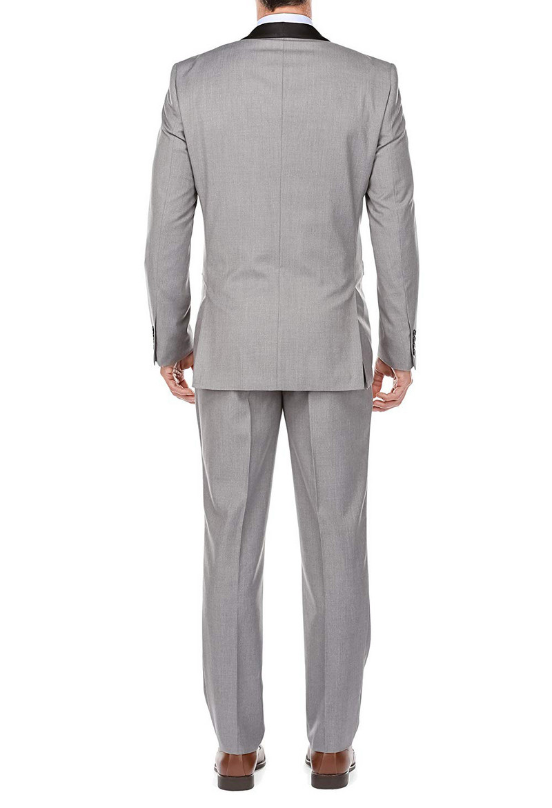 Γκρι αντρικό κοστούμι με λεπτή εφαρμογή Νυφικές φόρμες για άνδρες Προσαρμοσμένες ανδρικές φόρμες blazer ανδρικές στολές γαμπρού σμόκιν 2 τεμαχίων Terno Masculino (Σακάκι+παντελόνι)