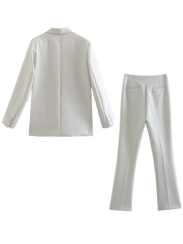 Kumsvag 2022 nyári női nadrág öltönyök 2 részes készletek Alkalmi tömör szatén blézerek kabátok és flare nadrágok női elegáns öltöny ruhák