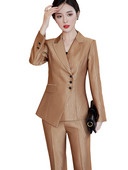 Χακί πράσινο μαύρο ριγέ γυναικείο κοστούμι παντελόνι γραφείο Γυναικείο επαγγελματικό φόρεμα 2 τεμαχίων Γυναικείο επίσημο σακάκι και παντελόνι