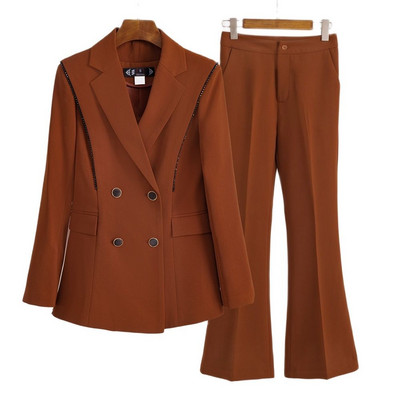 2022 Φθινόπωρο Χειμώνας Επίσημο Γυναικείο Coffee Blazer Γυναικεία επαγγελματικά κοστούμια με σετ Εργασίας Ενδύματα γραφείου Σακάκι παντελόνι μεγέθους 5XL