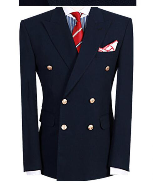 Sötétkék csúcsos hajtóka, kétsoros, kétrészes férfi öltönyök finom férfi esküvői öltönyök férfiaknak Terno Masculino legújabb dizájn