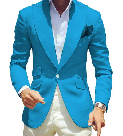 2022 Royal Blue Ανδρικό κοστούμι με ένα κουμπί 2 τεμαχίων Επίσημο πέτο Flat επαγγελματικό σμόκιν φράκο Κουμπάροι για γάμο (Blazer+Pants)