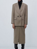 Kumsvag 2022 Φθινοπωρινές γυναικείες φούστες Κοστούμια 2 τεμαχίων Casual καρό Loose blazers Παλτό και φούστα Γυναικείο Κομψό κοστούμι OL Ρούχα