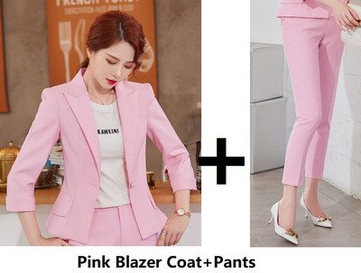 Επίσημα Ομοιόμορφα Σχέδια Παντελόνια Άνοιξη Φθινόπωρο με μισό μανίκι Επαγγελματικά επαγγελματικά ρούχα Blazers Γυναικεία παντελόνια