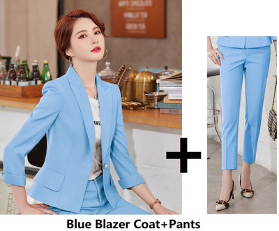 Επίσημα Ομοιόμορφα Σχέδια Παντελόνια Άνοιξη Φθινόπωρο με μισό μανίκι Επαγγελματικά επαγγελματικά ρούχα Blazers Γυναικεία παντελόνια