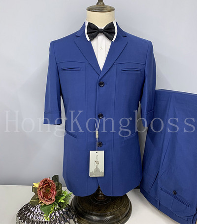 Καλοκαιρινό ανδρικό κοστούμι κάζουαλ δύο τεμαχίων γαμπροί με μασίφ σακάκι πέτο (Blazer+παντελόνι)