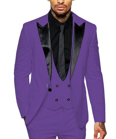 Ανδρικό κοστούμι casual επίσημο 3 τεμαχίων Επαγγελματικοί κουμπάροι Γκρι Λευκό Σαμπανιζέ πέτο σμόκιν για γάμου+παντελόνι+γιλέκο