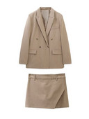 Kumsvag Φθινοπωρινά Σορτς Κοστούμια 2 τεμαχίων Σετ 2022 Γυναικεία Casual Loose Μασίφ παλτό και σορτς Φούστα Γυναικεία Κομψά OL ρούχα