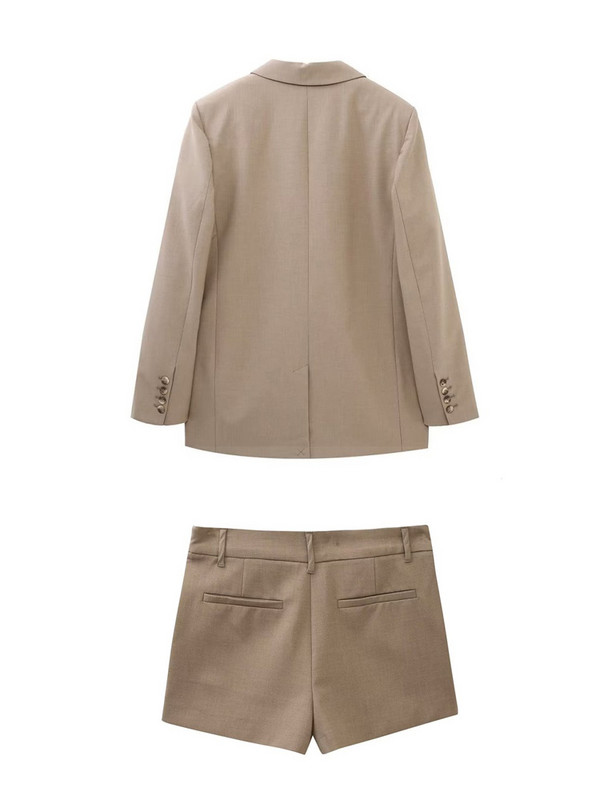 Kumsvag Φθινοπωρινά Σορτς Κοστούμια 2 τεμαχίων Σετ 2022 Γυναικεία Casual Loose Μασίφ παλτό και σορτς Φούστα Γυναικεία Κομψά OL ρούχα