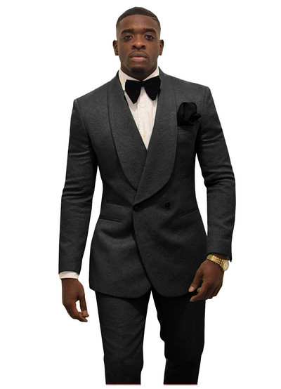 Ανδρικές φόρμες 2 τεμαχίων Επίσημο λεπτό σακάκι Σάλι Πέτο Λευκό Μαύρο Champange Προσαρμοσμένο κοστούμι Σμόκιν για τον γαμπρό (Μπλάζερ + Παντελόνι)