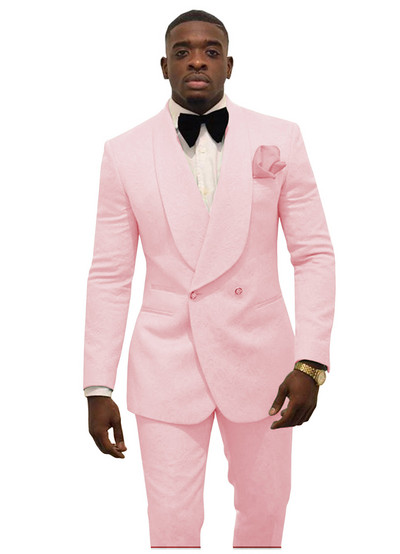 Ανδρικές φόρμες 2 τεμαχίων Επίσημο λεπτό σακάκι Σάλι Πέτο Λευκό Μαύρο Champange Προσαρμοσμένο κοστούμι Σμόκιν για τον γαμπρό (Μπλάζερ + Παντελόνι)