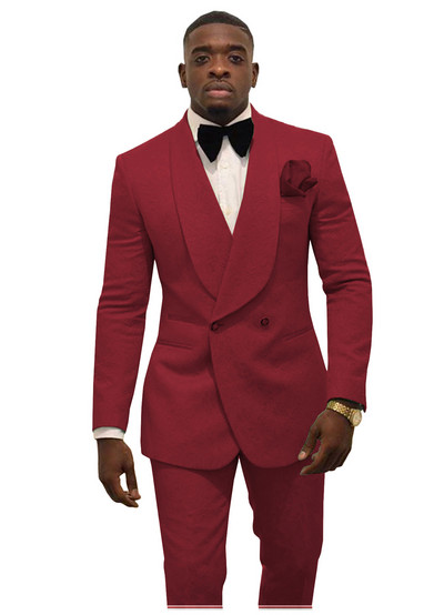 Ανδρικές φόρμες 2 τεμαχίων Επίσημο λεπτό σακάκι Σάλι Πέτο Λευκό Μαύρο Champange Προσαρμοσμένο κοστούμι Σμόκιν για τον γαμπρό (Μπλάζερ + Παντελόνι)