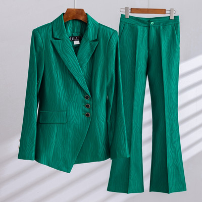 2022 Φθινόπωρο Χειμώνας Επίσημο Γυναικείο Χακί Μπλέιζερ Γυναικεία Επαγγελματικά Κοστούμια με Σετ Εργασίας Ενδύματα γραφείου Σακάκι παντελόνι μεγέθους 5XL