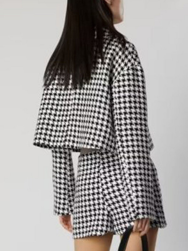 Kumsvag Kockás Rövidnadrágok Öltönyök 2 darabos Szettek 2022 Őszi Női Veins Blézerek Kabátok és Rövidnadrágok Szoknyák Női Elegáns Öltöny Ruházat