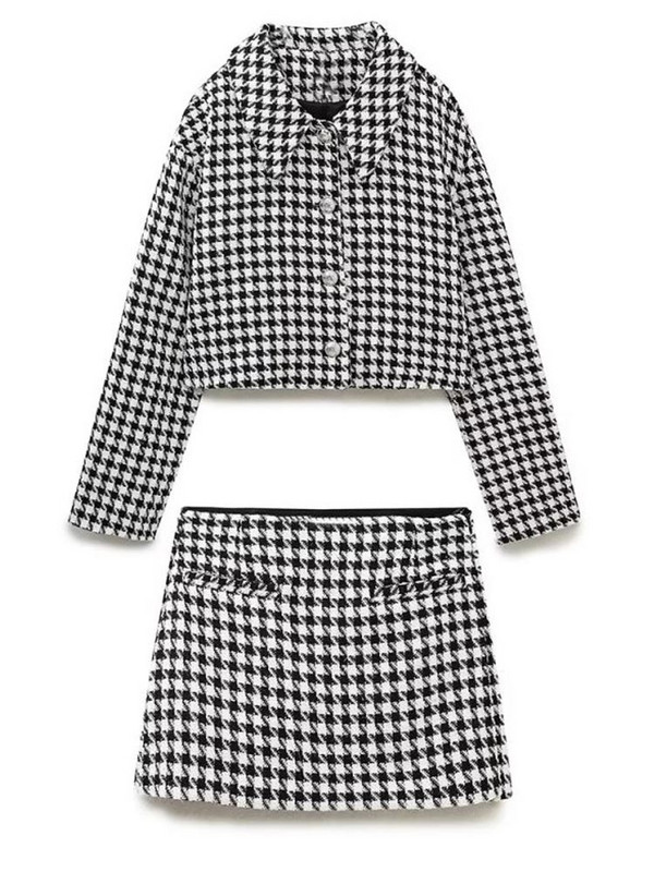 Kumsvag Kockás Rövidnadrágok Öltönyök 2 darabos Szettek 2022 Őszi Női Veins Blézerek Kabátok és Rövidnadrágok Szoknyák Női Elegáns Öltöny Ruházat