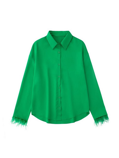 Kumsvag 2022 Καλοκαίρι Γυναικεία Σετ 2 τεμαχίων Κοστούμια Μόδα Πουκάμισα με μασίφ φτερά Μπλούζες και ίσια παντελόνια Γυναικεία κοστούμια δρόμου Ρούχα