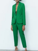 Kumsvag 2022 Καλοκαίρι Γυναικεία Παντελόνια Σετ 2 τεμαχίων Casual Solid Slim Blazers Παλτό και Παντελόνι Γυναικείο Κομψό Κοστούμι OL Ρούχα