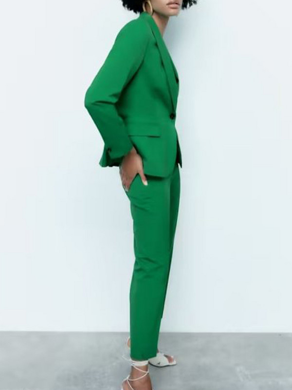 Kumsvag 2022 Καλοκαίρι Γυναικεία Παντελόνια Σετ 2 τεμαχίων Casual Solid Slim Blazers Παλτό και Παντελόνι Γυναικείο Κομψό Κοστούμι OL Ρούχα