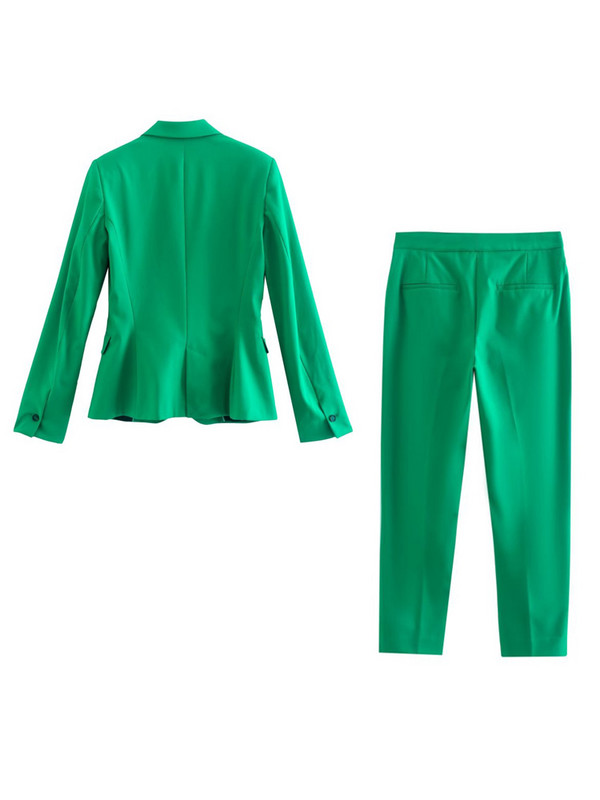Kumsvag 2022 Καλοκαίρι Γυναικεία Παντελόνια Σετ 2 τεμαχίων Casual Solid Slim Blazers Παλτό και Παντελόνι Γυναικείο Κομψό Κοστούμι OL Ρούχα