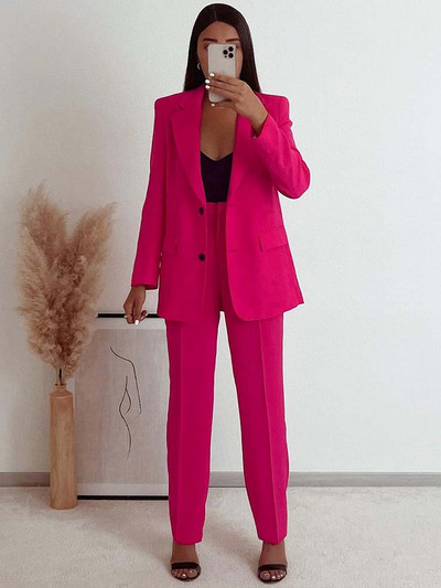 TRAF Set costume Blazer Femei 2 Piese 2023 Nou Seturi Blazer Office Solid Pantaloni Eleganti 2 Piese Tinute Femei