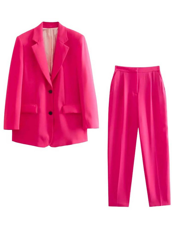 TRAF Γυναικείες φόρμες μπλέιζερ Σετ Γυναικεία 2 τεμάχια 2023 Νέα Solid Σετ μπλέιζερ γραφείου Κομψά παντελόνια Two Piece Γυναικεία σύνολα