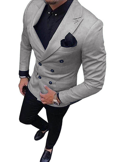 Νέο πράσινο ανδρικό κοστούμι 2020 με διπλό στήθος κοστούμι 2 τεμαχίων με εγκοπή πέτο σακάκι σακάκι και παντελόνι για βοτάνισμα , Πάρτι