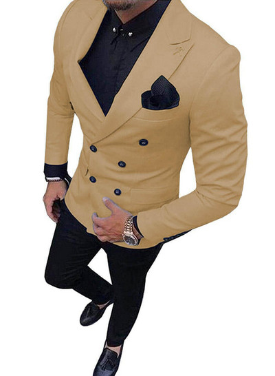 Νέο πράσινο ανδρικό κοστούμι 2020 με διπλό στήθος κοστούμι 2 τεμαχίων με εγκοπή πέτο σακάκι σακάκι και παντελόνι για βοτάνισμα , Πάρτι