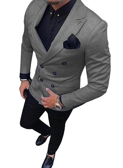 Νέο πράσινο ανδρικό κοστούμι 2020 με διπλό στήθος κοστούμι 2 τεμαχίων με εγκοπή πέτο σακάκι σακάκι και παντελόνι για βοτάνισμα , Πάρτι