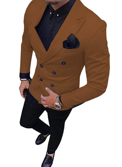 Νέο πράσινο ανδρικό κοστούμι 2020 με διπλό στήθος κοστούμι 2 τεμαχίων με εγκοπή πέτο σακάκι σακάκι και παντελόνι για βοτάνισμα , Πάρτι