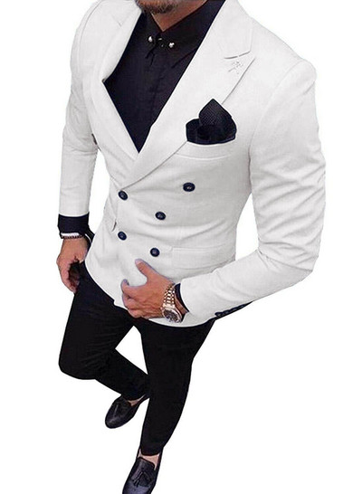 Νέο πράσινο ανδρικό κοστούμι 2020 με διπλό στήθος κοστούμι 2 τεμαχίων με εγκοπή πέτο σακάκι σακάκι και παντελόνι για βοτάνισμα , Πάρτι