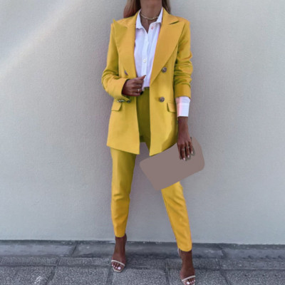 Κομψό γυναικείο παντελόνι WUHE και ασορτί σετ με μακρυμάνικο μπλέιζερ Office Lady Streetwear Chic σετ δύο τεμαχίων Φθινοπωρινά ρούχα 2022