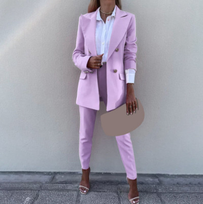 Κομψό γυναικείο παντελόνι WUHE και ασορτί σετ με μακρυμάνικο μπλέιζερ Office Lady Streetwear Chic σετ δύο τεμαχίων Φθινοπωρινά ρούχα 2022