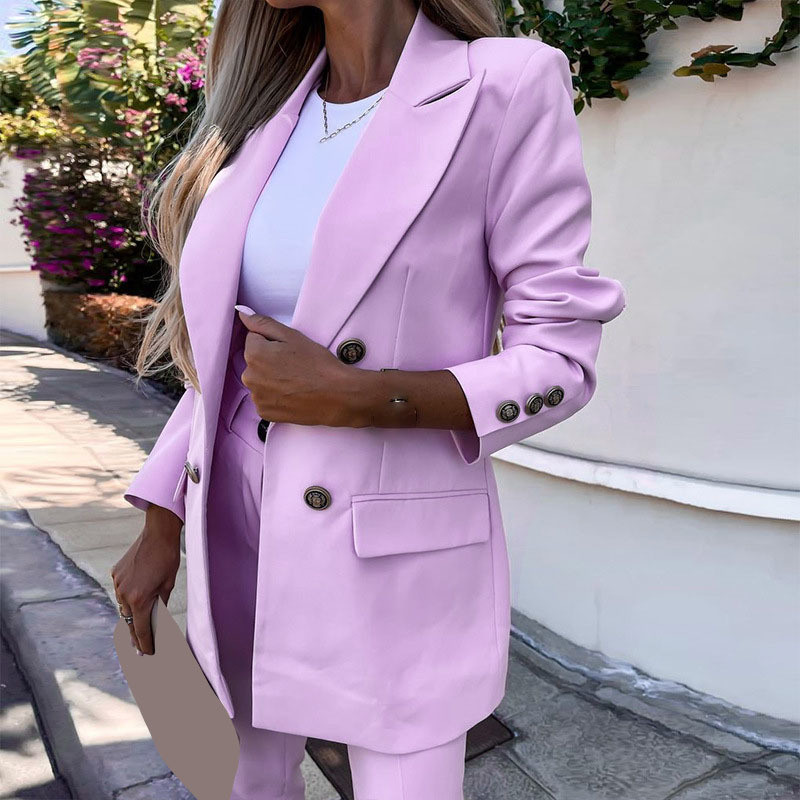 WUHE elegáns női nadrágkosztüm és hosszú ujjú blézer szett irodai női utcai ruha elegáns kétrészes szett 2022 őszi ruhák