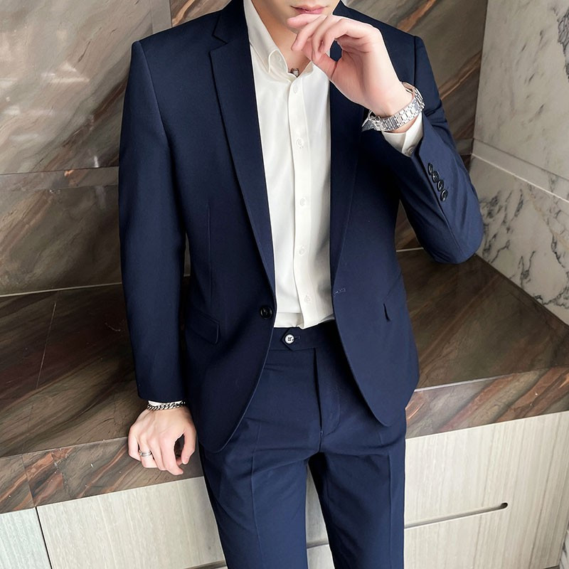 Μπλέιζερ σακάκι παντελόνι 2 τμχ Σετ / 2022 Fashion New ανδρικό casual μπουτίκ επαγγελματικά κοστούμια για γάμο και γαμπρό Παντελόνι