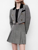 Kumsvag Γυναικείες φθινοπωρινές φούστες Κοστούμια 2 τεμαχίων Σετ 2022 Casual Veins Κοντά σακάκια και μίνι φούστα Γυναικεία Κομψά ρούχα OL