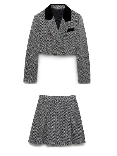 Kumsvag Γυναικείες φθινοπωρινές φούστες Κοστούμια 2 τεμαχίων Σετ 2022 Casual Veins Κοντά σακάκια και μίνι φούστα Γυναικεία Κομψά ρούχα OL