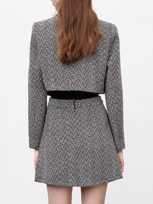 Kumsvag Γυναικείες φθινοπωρινές φούστες Κοστούμια 2 τεμαχίων Σετ 2022 Casual Veins Κοντά σακάκια και μίνι φούστα Γυναικεία Κομψά ρούχα OL