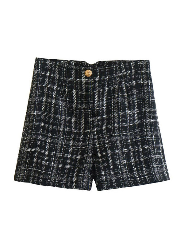 Kumsvag Καρό Veins Σορτς Κοστούμια 2 τεμαχίων Σετ 2022 Φθινόπωρο Γυναικεία Casual Μπουφάν Παλτό και σορτς Γυναικείο κομψό κοστούμι Ρούχα