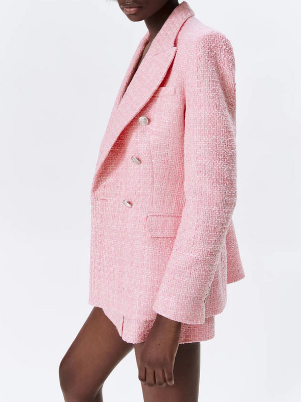 KUMSVAG 2022 Καλοκαιρινά Γυναικεία Casual Κοστούμια 2 τεμαχίων Σετ Veins Solid Blazers Παλτό και σορτς Γυναικεία Slim OL Κοστούμι δύο τεμαχίων