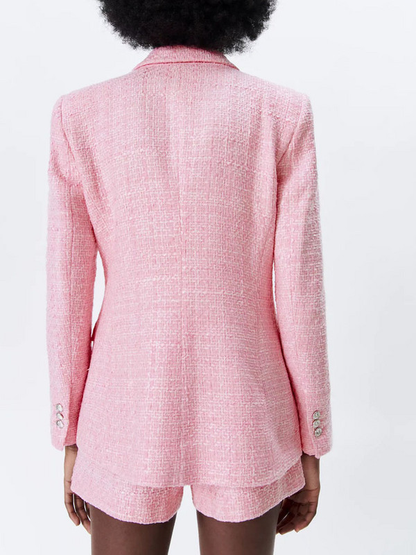 KUMSVAG 2022 Καλοκαιρινά Γυναικεία Casual Κοστούμια 2 τεμαχίων Σετ Veins Solid Blazers Παλτό και σορτς Γυναικεία Slim OL Κοστούμι δύο τεμαχίων