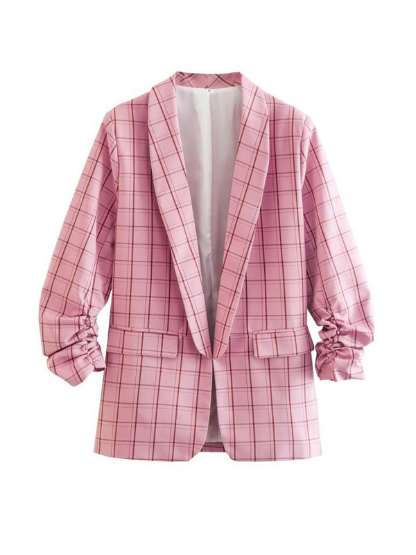 Kumsvag 2022 Καλοκαίρι Γυναικεία καρό σορτς Κοστούμια 2 τεμαχίων Casual Loose Blazers Παλτό και σορτς Γυναικεία Κομψά ρούχα του δρόμου